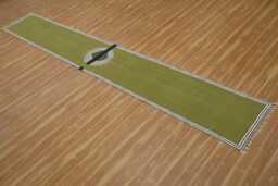 Olive Green Cotton Rug, Block Print Hallway Runner - thumbnail 1