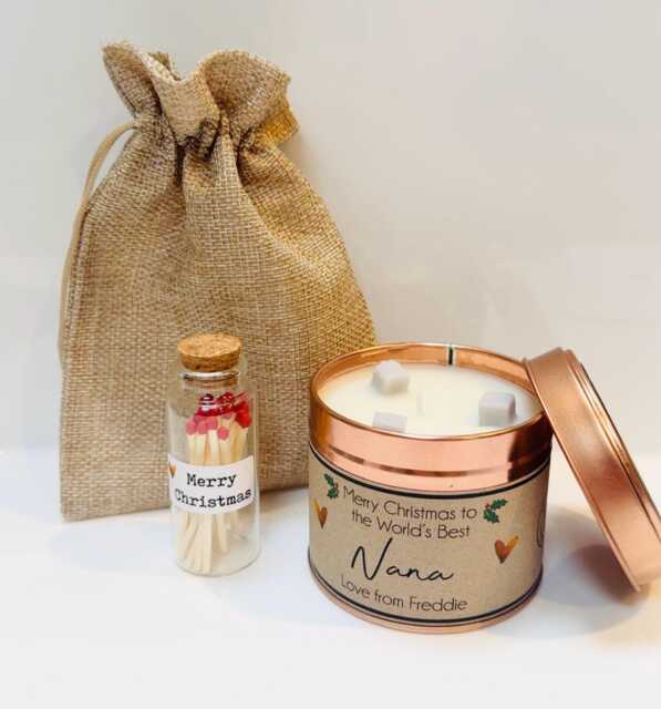 Personalised Christmas Candle Gift For Nana - Handmade Scented - image 1