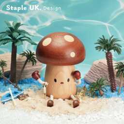 Handmade Wooden Mushroom Night Light, Adorable Mushroom Night Light, Cute Face Kids Birthday Gift, Lamp - thumbnail 1