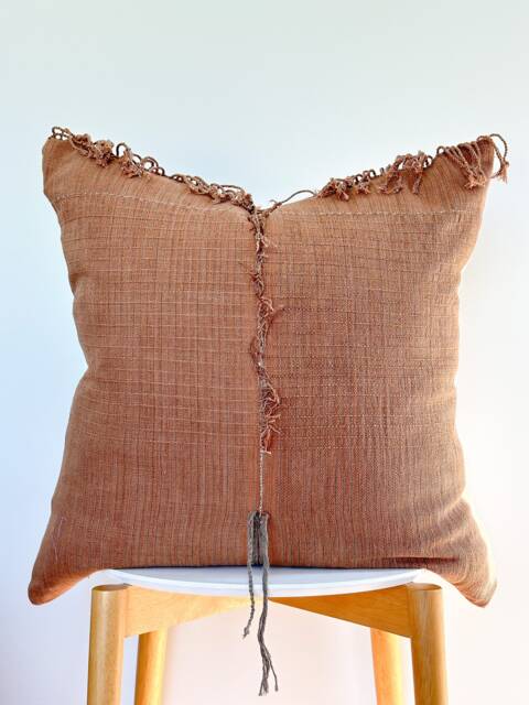 Brown Tribal Hemp Hand Woven Natural Dye Color Pillow Cover - image 1