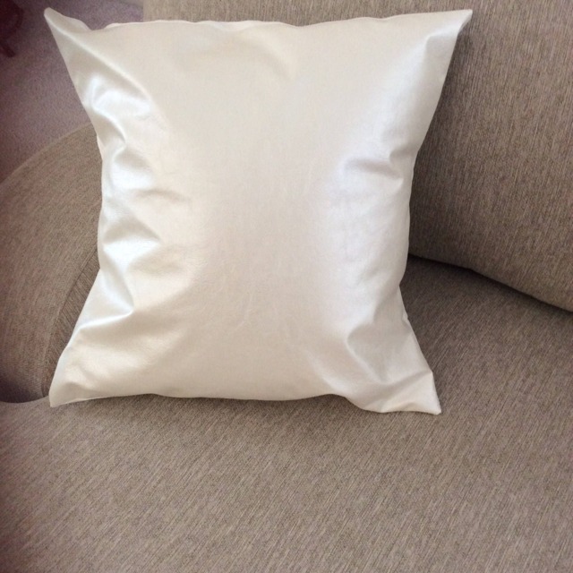 White Faux Leather Pillow Cover, Pearl White Cover, Decorative Pillow, Throw Toss Iridescent Cover - image 1