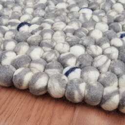 Handmade Wool Felt Ball Rug Shades Of Grey & White - thumbnail 3