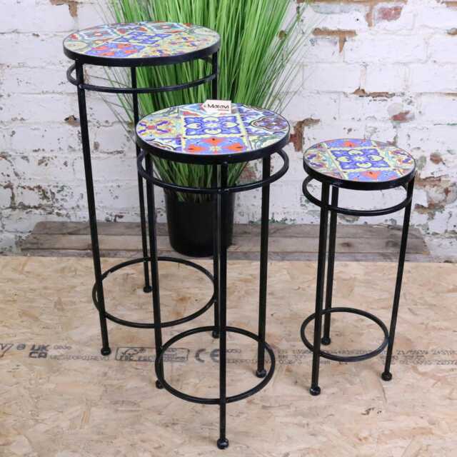 Chaveli Set Of 3 Tile Side Tables - image 1