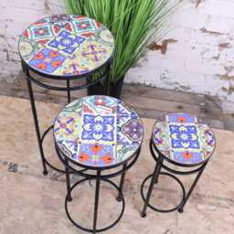 Chaveli Set Of 3 Tile Side Tables - thumbnail 2