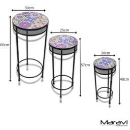 Chaveli Set Of 3 Tile Side Tables - thumbnail 4