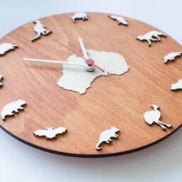 Australia Animals Clock - Wooden Map Kangaroo Koala Kiwi Dingo Wall Clock Modern Wall - thumbnail 2