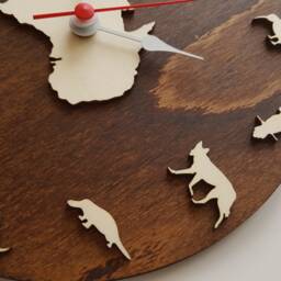 Australia Animals Clock - Wooden Map Kangaroo Koala Kiwi Dingo Wall Clock Modern Wall - thumbnail 3