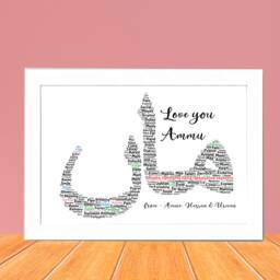 Personalised Mother Day Gift, Islamic Custom Word Cloud For Mum, Desi Mom Eid Present - thumbnail 1