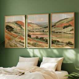 Green Valley Trio, Countryside Landscape Wall Art Set - thumbnail 2
