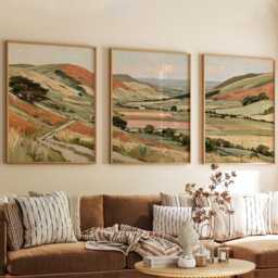 Green Valley Trio, Countryside Landscape Wall Art Set - thumbnail 4