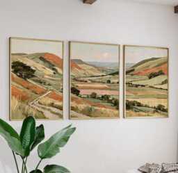 Green Valley Trio, Countryside Landscape Wall Art Set - thumbnail 1