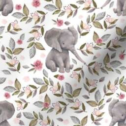 Organic Sweet Elephant Toddler Nursery Bedding, Crib Sheets, Blanket, Baby Changing Pad Cover - thumbnail 3