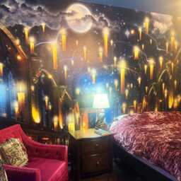 Great Hall Wall Mural, Dining Room Wallpaper, Fantasy Removable Decal, Fairytale Tapestry, Floating Candles Backdrop. Magic Nursery Decor - thumbnail 2