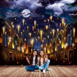 Great Hall Wall Mural, Dining Room Wallpaper, Fantasy Removable Decal, Fairytale Tapestry, Floating Candles Backdrop. Magic Nursery Decor - thumbnail 1