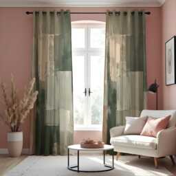 Green Abstract Curtains, Modern Brushstroke Pattern Drapes, Contemporary Living Room Window Panels, Made To Measure Home Decor - thumbnail 2