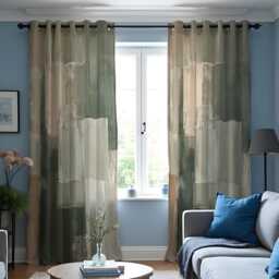 Green Abstract Curtains, Modern Brushstroke Pattern Drapes, Contemporary Living Room Window Panels, Made To Measure Home Decor - thumbnail 3