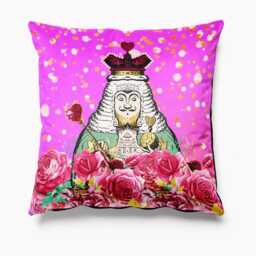 Outdoor Garden Cushion - Alice in Wonderland King Of Hearts Bright Pink Waterproof Water Resistant Pillows 18 - thumbnail 1