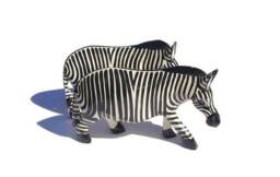 Black & White Carved Olive Wood Zebra Figurines. Lifelike Painted African Animals Art Sculptures. Birthday /Wedding Gifts Ready To Ship - thumbnail 1