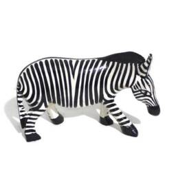 Black & White Carved Olive Wood Zebra Figurines. Lifelike Painted African Animals Art Sculptures. Birthday /Wedding Gifts Ready To Ship - thumbnail 2