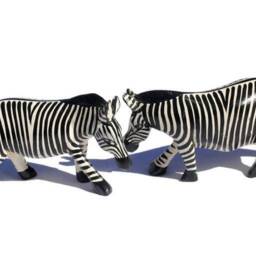 Black & White Carved Olive Wood Zebra Figurines. Lifelike Painted African Animals Art Sculptures. Birthday /Wedding Gifts Ready To Ship - thumbnail 4