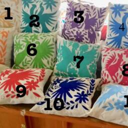 Hand-Embroidered Otomi Pillow Cover, Colorful Tenango Cushion, Boho Artisan Textile, Lumbar - thumbnail 3