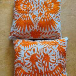 Hand-Embroidered Otomi Pillow Cover, Colorful Tenango Cushion, Boho Artisan Textile, Lumbar - thumbnail 4
