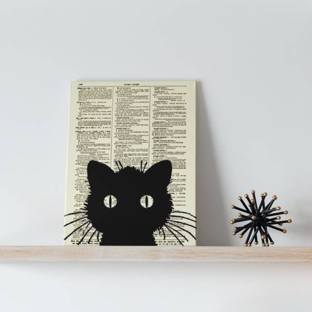 Black Cat Dictionary Art Print Spooky Halloween Decor - image 1