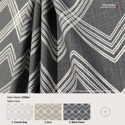 Colton 7 Colors Geometric Diamond Stripes Gray Blue White Cotton Curtain, Valance Pleated, Lined Drapery Panel Offered As Upgrades - thumbnail 1