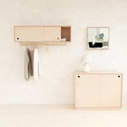 Modern Minimalist Storage Cabinet - Handmade Birch Plywood Sideboard With Sliding Doors Custom Finishes Available - thumbnail 2