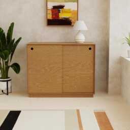 Modern Minimalist Storage Cabinet - Handmade Birch Plywood Sideboard With Sliding Doors Custom Finishes Available - thumbnail 1
