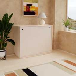 Modern Minimalist Storage Cabinet - Handmade Birch Plywood Sideboard With Sliding Doors Custom Finishes Available - thumbnail 4