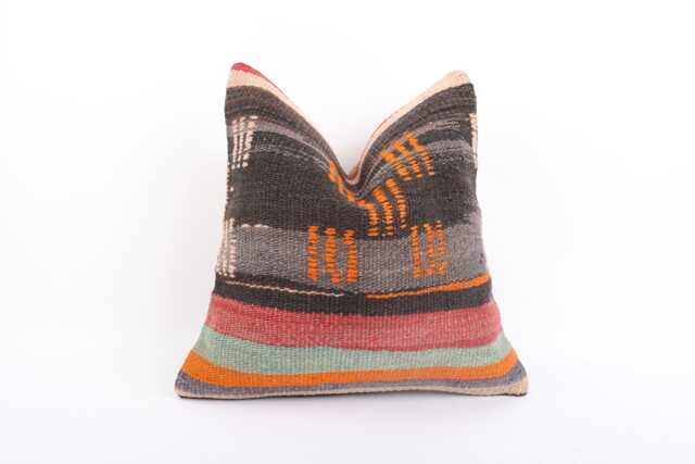Vintage Kilim Pillow - Handmade Cover - image 1