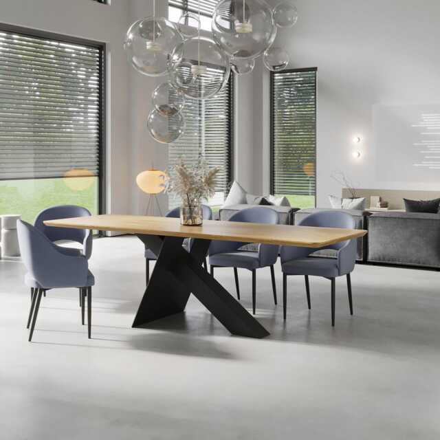 Oak Modern Dining Table With Metal Base 0110 - image 1