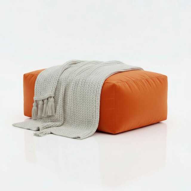 Orange Rectangle Bean Bag Ottoman Water Resistant Polyester Footstool - image 1