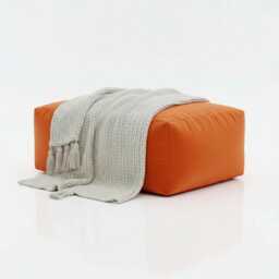 Orange Rectangle Bean Bag Ottoman Water Resistant Polyester Footstool - thumbnail 1