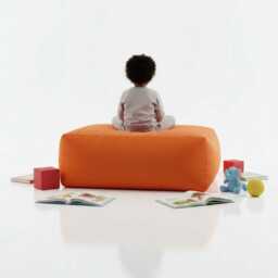 Orange Rectangle Bean Bag Ottoman Water Resistant Polyester Footstool - thumbnail 2