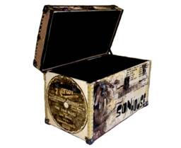Coffee Table Trunk, Trunks, Steamer, Vintage Trunk Recovered Son House Tribute - thumbnail 1