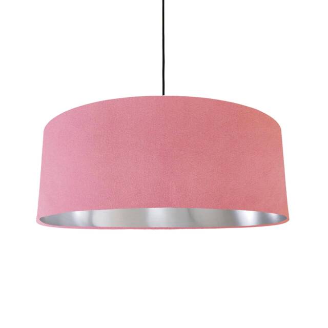 Extra Large Light Pink Velvet Lampshade With Silver Lining - image 1