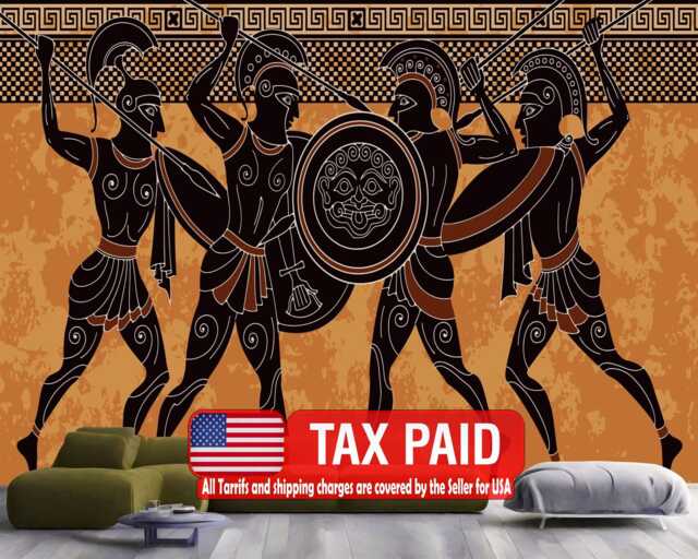 Wallpaper, Spartan Warriors Wall Decal - Ancient Greek Art Mural, Easy Install - image 1