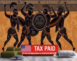 Wallpaper, Spartan Warriors Wall Decal - Ancient Greek Art Mural, Easy Install - thumbnail 1