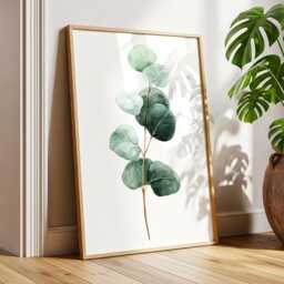 Eucalyptus Botanical Wall Art Minimalist Plant Poster Print Green Leaf Painting Home Decor Framed Scandinavian Boho Canvas - thumbnail 1