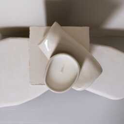 Sculpture Candle No. 1 Geo - Contemporary Ceramic Curved Decor Organic Shape- Collectible Design Hand Built -One Off Piece - thumbnail 4