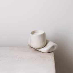 Sculpture Candle No. 1 Geo - Contemporary Ceramic Curved Decor Organic Shape- Collectible Design Hand Built -One Off Piece - thumbnail 1