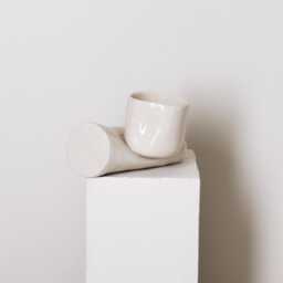 Sculpture Candle No. 1 Geo - Contemporary Ceramic Curved Decor Organic Shape- Collectible Design Hand Built -One Off Piece - thumbnail 3