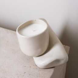 Sculpture Candle No. 1 Geo - Contemporary Ceramic Curved Decor Organic Shape- Collectible Design Hand Built -One Off Piece - thumbnail 2