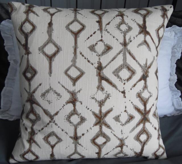 Tribal Pillow Cover Ecru Cotton Toss Pillow, Home Decor - image 1