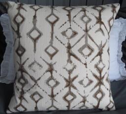 Tribal Pillow Cover Ecru Cotton Toss Pillow, Home Decor - thumbnail 1