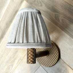 Gathered Natural Linen Lampshade - Wall Light Candle Clip - thumbnail 1