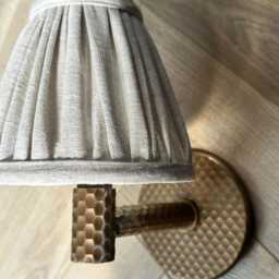 Gathered Natural Linen Lampshade - Wall Light Candle Clip - thumbnail 3
