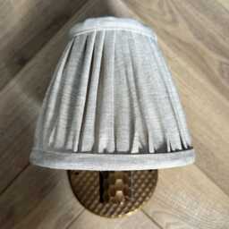 Gathered Natural Linen Lampshade - Wall Light Candle Clip - thumbnail 2